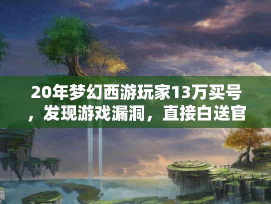 20年梦幻西游玩家13万买号，发现游戏漏洞，直接白送官方，结果让人没想到
